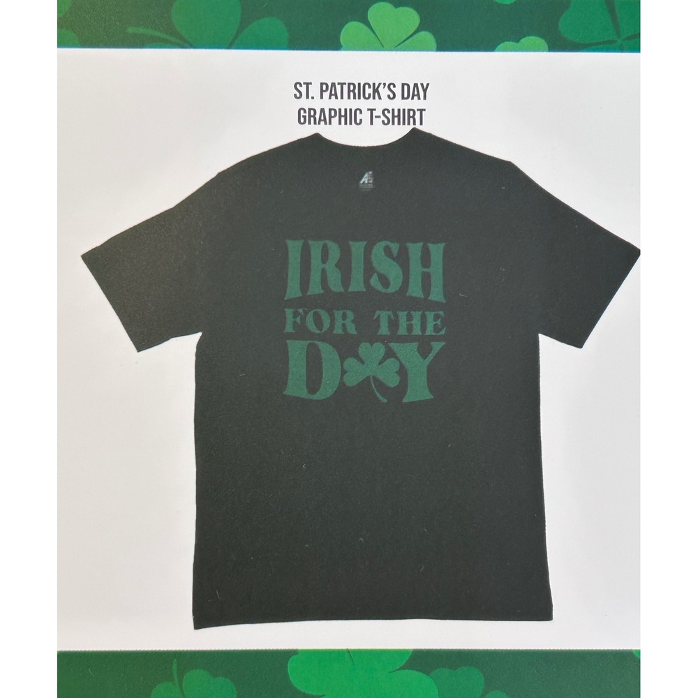 NWT Mens Irish For The Day St Patricks Day T-Shirt Black XXL Festive St. Paddy's